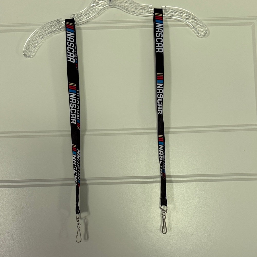 Nascar Black Lanyard with Red Blue Yellow Stripes Lot of 2